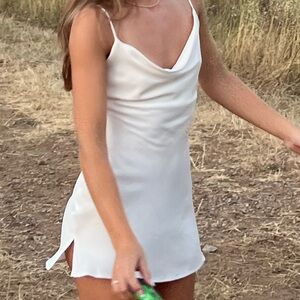 Bershka Silk Cream Mini Dress